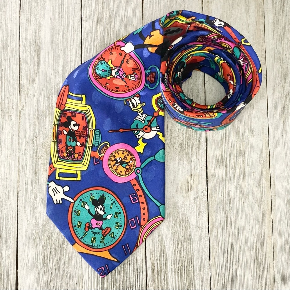 DISNEY MICKEY INC Vintage Timepieces Silk Necktie